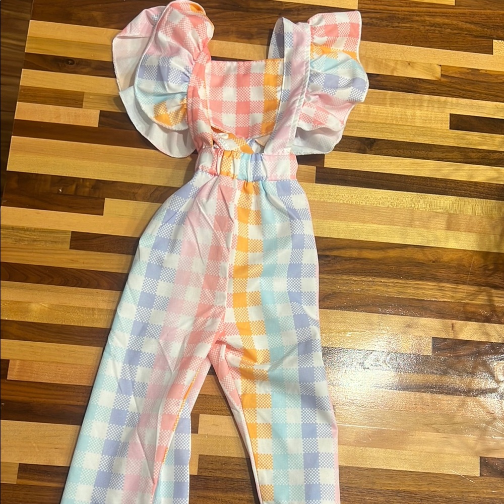 Colorful Gingham Kids Jumpsuit